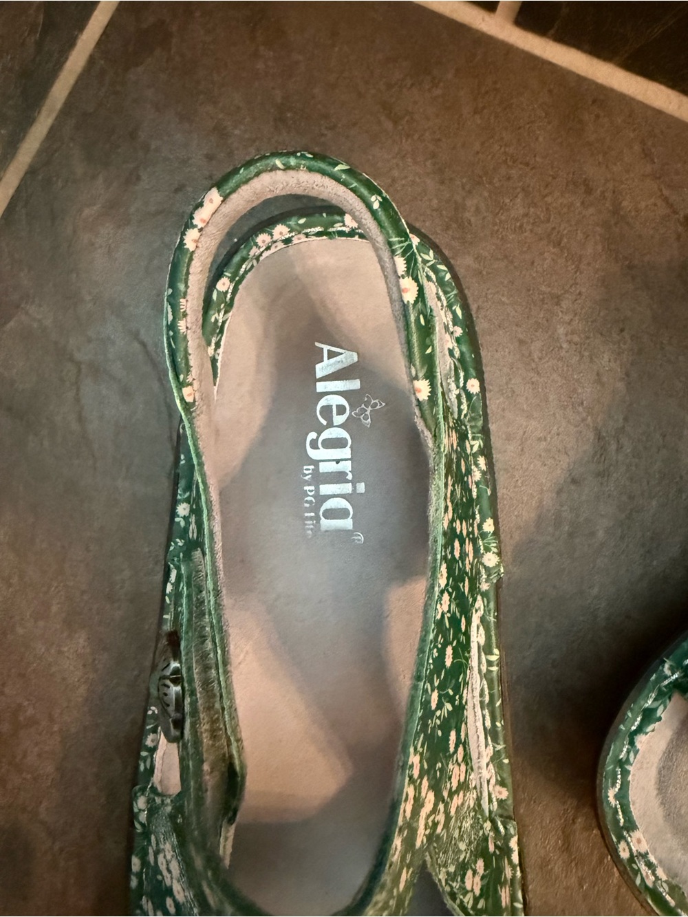 Alegria Green Floral Women’s Sandals Euro 38; US 8 - Picture 2 of 6